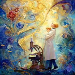Auric Watergarden style, Midjourney V7: editorial illustration for popular scientific magazine cover