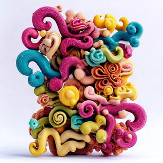 Claycandy Orbit style, Midjourney V7: abstract 3D render