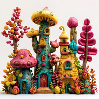 Claycandy Orbit style, Midjourney V7: retro fairy-tale illustration
