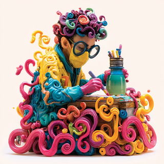 Claycandy Orbit style, Midjourney V7: editorial illustration for popular scientific magazine cover