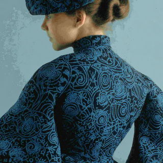 Indigo Folio style, Midjourney V7: haute-couture fashion outfit