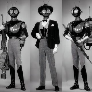 Cinemorpholith style, Midjourney V7: concept art character design of retropunk steam knight