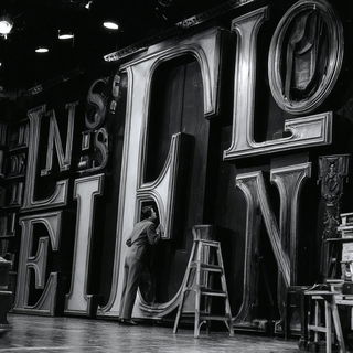 Cinemorpholith style, Midjourney V7: typographic composition with large letters