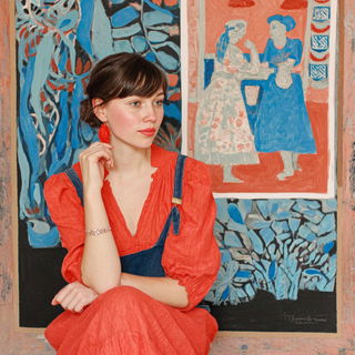 Papermosaic style, Midjourney V7: photographic portrait of female protagonist