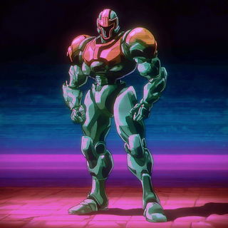 Neon Torrent style, Midjourney V7: concept art character design of retropunk steam knight