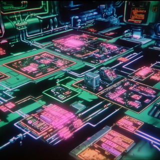 Neon Torrent style, Midjourney V7: technical infrastructure blueprint schematics