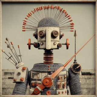 Sepia Machine Vastness style, Midjourney V7: concept art character design of retropunk steam knight