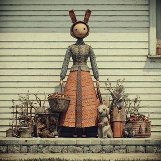 Sepia Machine Vastness style, Midjourney V7: traditional folk art