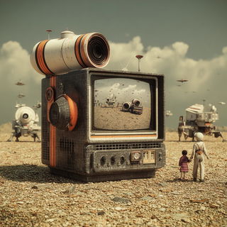 Sepia Machine Vastness style, Midjourney V7: cinematic shot from sci-fi movie