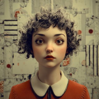 Sepia Machine Vastness style, Midjourney V7: photographic portrait of female protagonist
