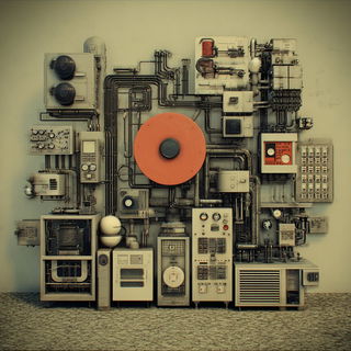 Sepia Machine Vastness style, Midjourney V7: technical infrastructure blueprint schematics