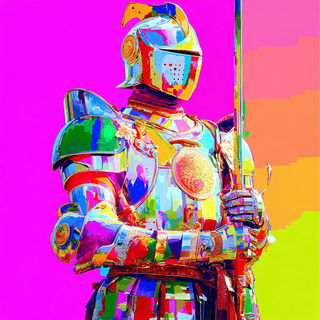 Electric Ink Garden style, Midjourney V7: concept art character design of retropunk steam knight