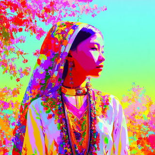 Electric Ink Garden style, Midjourney V7: traditional folk art