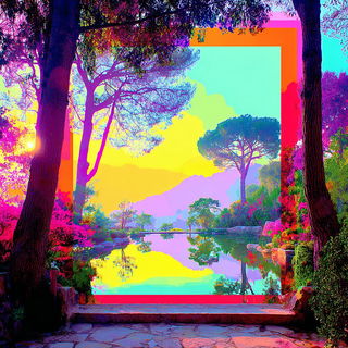 Electric Ink Garden style, Midjourney V7: realistic landscape photograph of quiet dawn