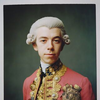 Cinemorphosis style, Midjourney V7: classical 18th-century oil painting