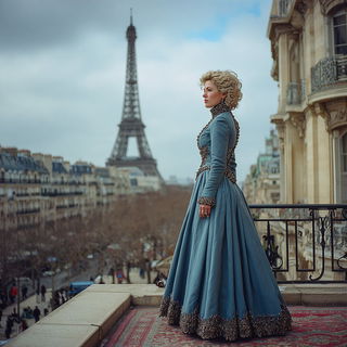 Cinemapilgrimage style, Midjourney V7: haute-couture fashion outfit