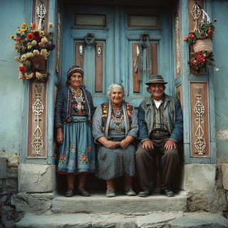 Cinemapilgrimage style, Midjourney V7: traditional folk art