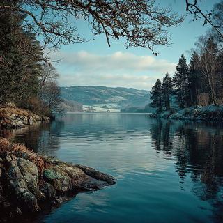 Cinemapilgrimage style, Midjourney V7: realistic landscape photograph of quiet dawn