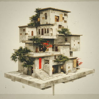 Inkcliffism style, Midjourney V7: abstract 3D render
