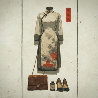 Inkcliffism style, Midjourney V7: haute-couture fashion outfit