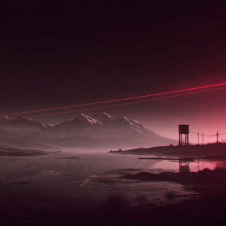 Portalstage style, Midjourney V7: realistic landscape photograph of quiet dawn