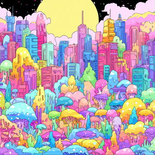 Forgegloop style, Midjourney V7: megacity with futuristic bioarchitecture