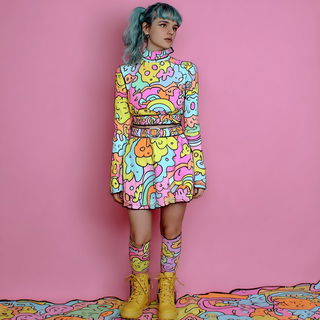 Forgegloop style, Midjourney V7: haute-couture fashion outfit