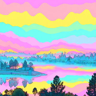 Forgegloop style, Midjourney V7: realistic landscape photograph of quiet dawn