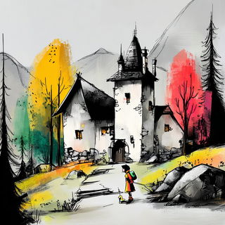 Chromalloy Goblinics style, Midjourney V7: retro fairy-tale illustration