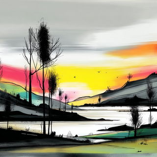 Chromalloy Goblinics style, Midjourney V7: realistic landscape photograph of quiet dawn