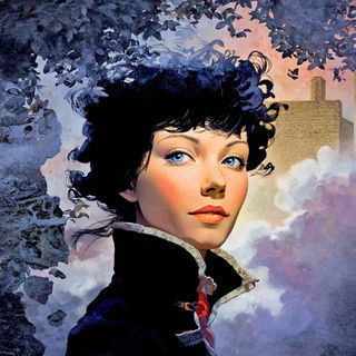 Cumulus Baroque Valleys style, Midjourney V7: photographic portrait of female protagonist