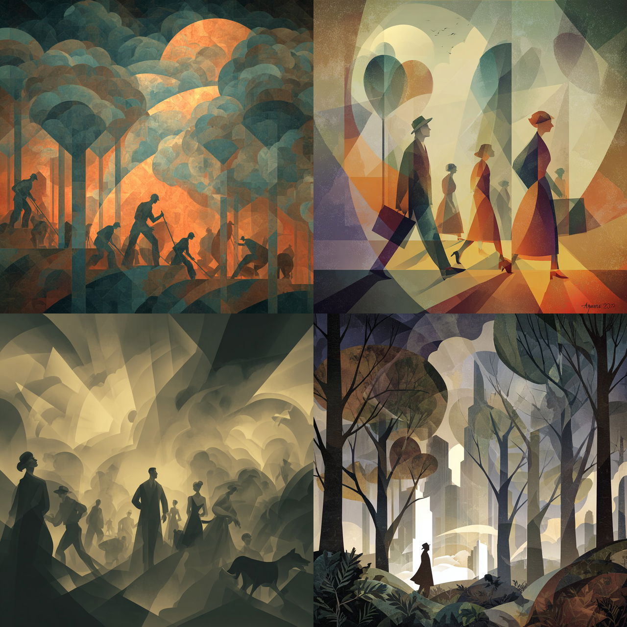 Aaron Douglas style, Midjourney V7, render 1 of 4