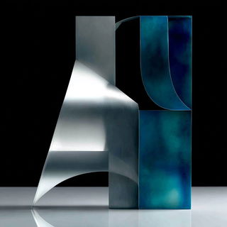 Aqualattice style, Midjourney V7: typographic composition with large letters