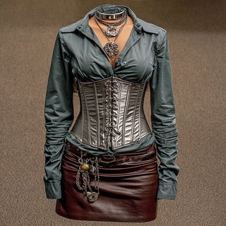 Pyrotecture style, Midjourney V7: haute-couture fashion outfit