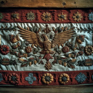 Pyrotecture style, Midjourney V7: traditional folk art