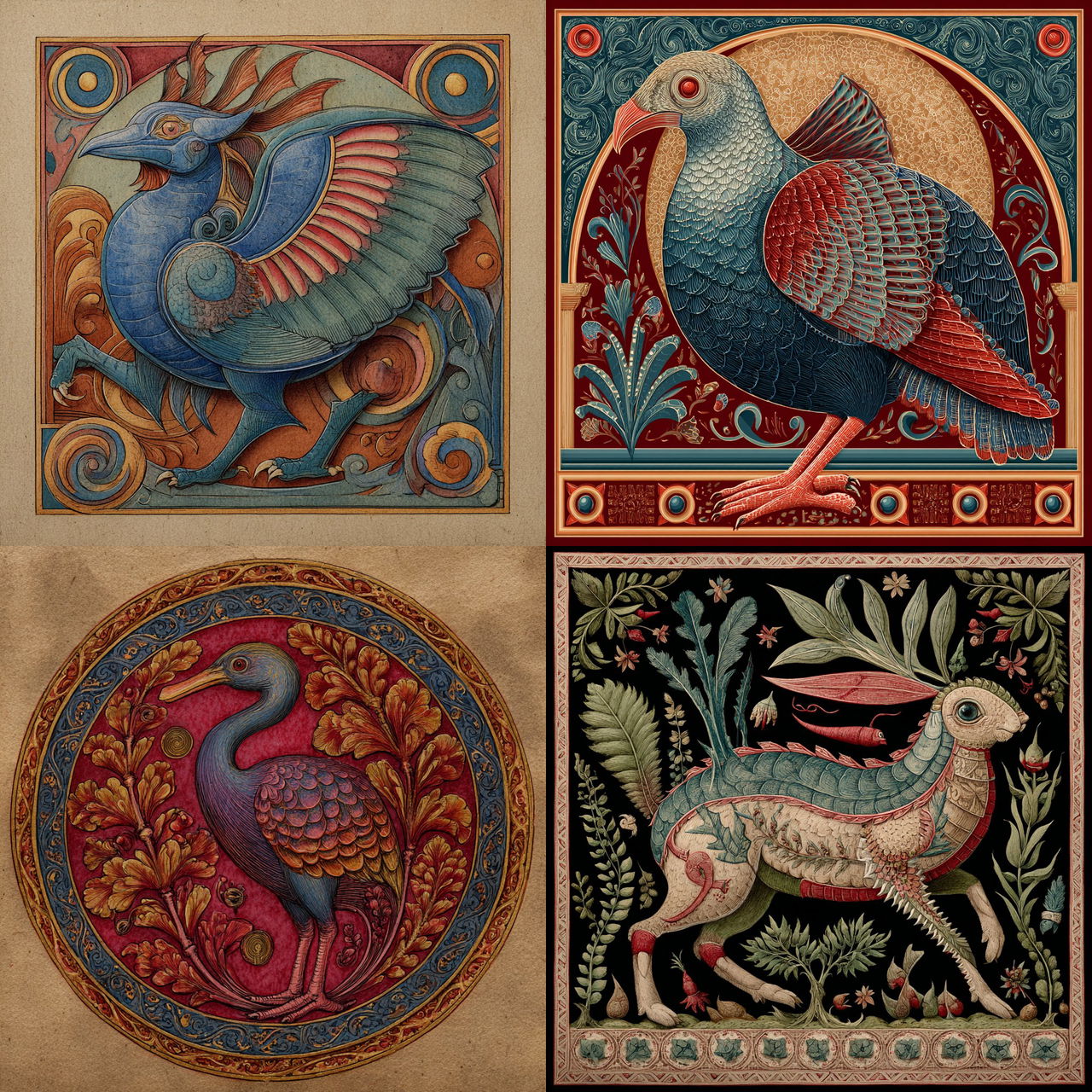 Aberdeen Bestiary style, Midjourney V7, render 1 of 4