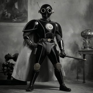 Cinemordye style, Midjourney V7: concept art character design of retropunk steam knight