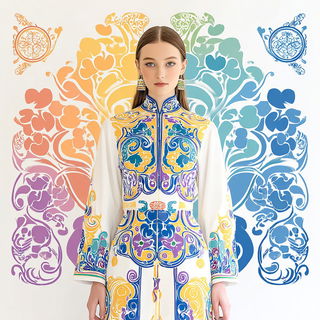 Chintzophantasm style, Midjourney V7: haute-couture fashion outfit