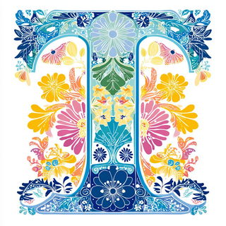 Chintzophantasm style, Midjourney V7: typographic composition with large letters