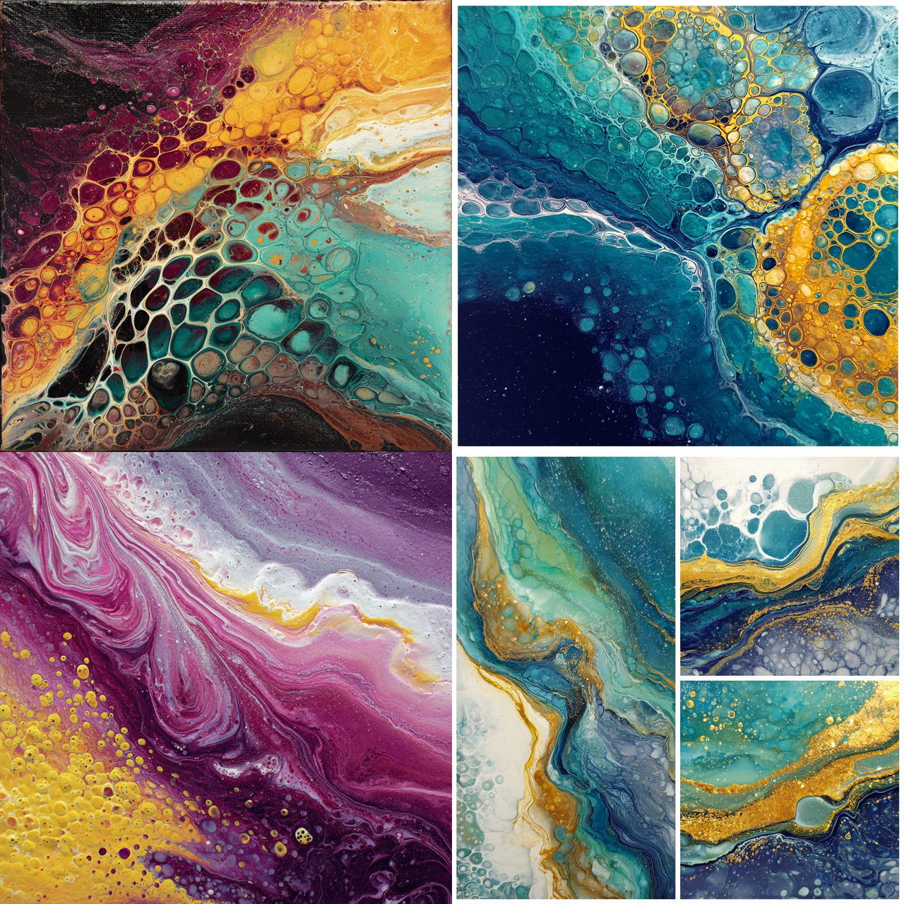 Acrylic pour style, Midjourney V7, render 1 of 4