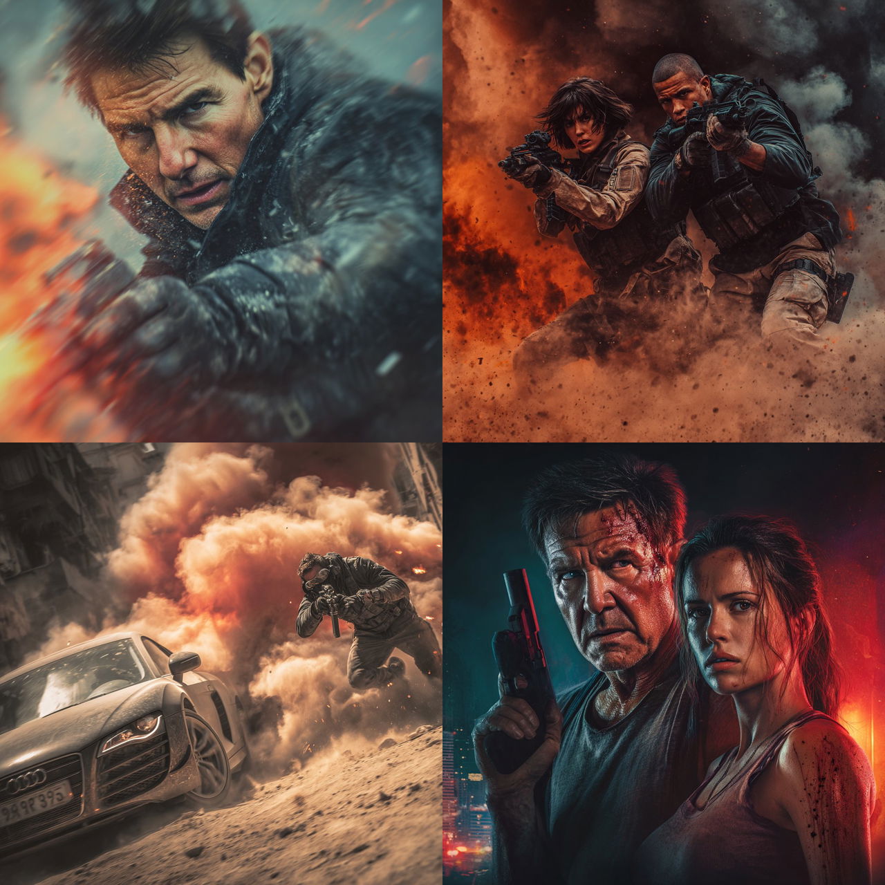 Action movie style, Midjourney V7, render 1 of 4