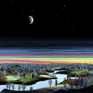 Rootcut Engraving style, Midjourney V7: realistic landscape photograph of quiet dawn