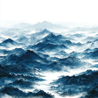 Mistfold style, Midjourney V7: realistic landscape photograph of quiet dawn