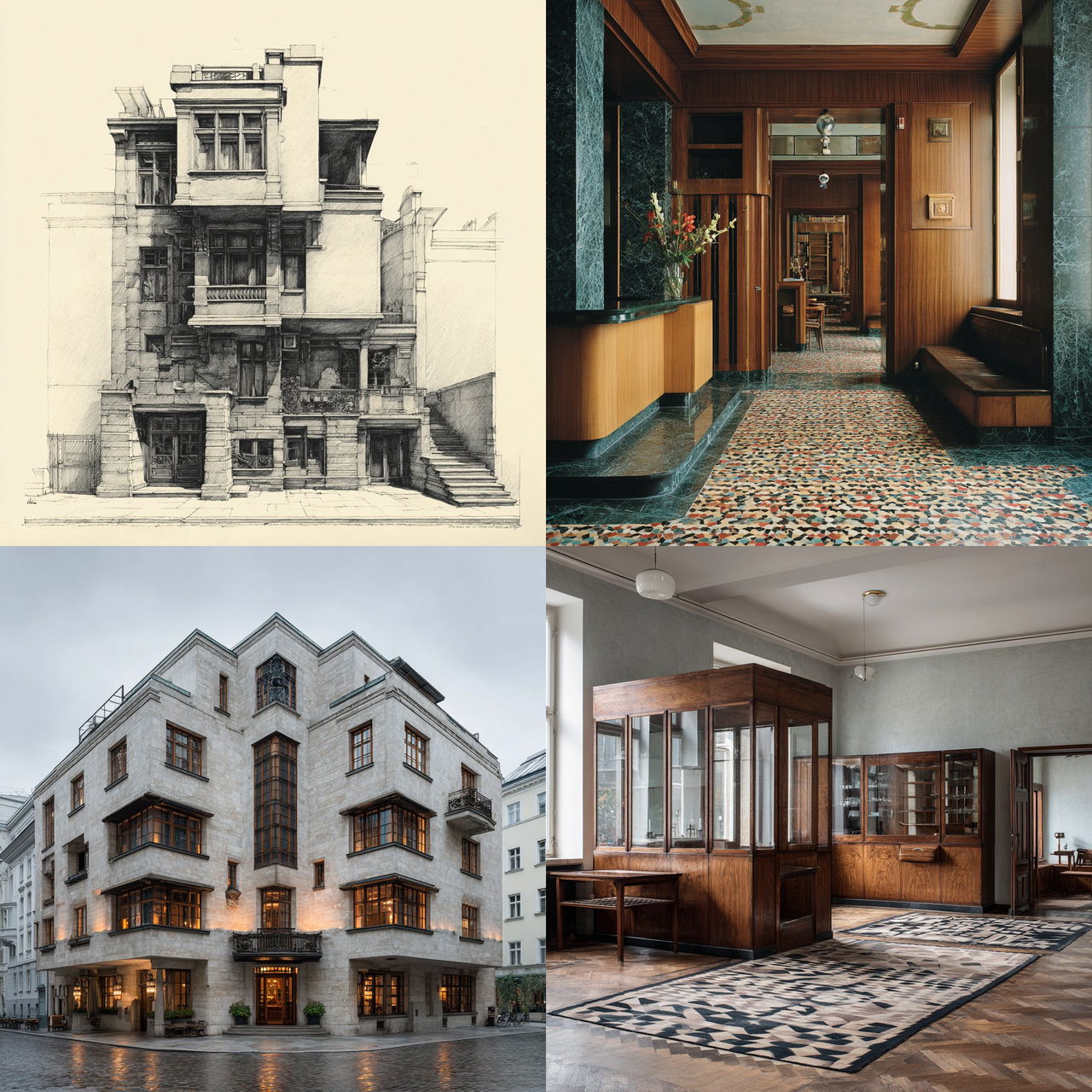Adolf Loos style, Midjourney V7, render 1 of 4