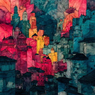 Tidemarbled Phyllonics style, Midjourney V7: megacity with futuristic bioarchitecture