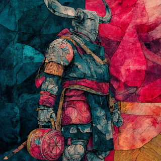 Tidemarbled Phyllonics style, Midjourney V7: concept art character design of retropunk steam knight