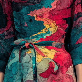 Tidemarbled Phyllonics style, Midjourney V7: haute-couture fashion outfit