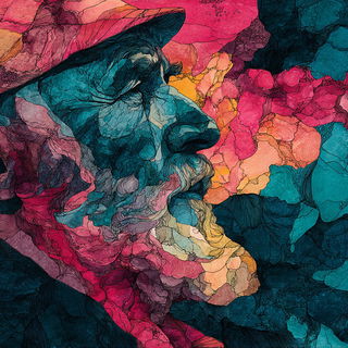 Tidemarbled Phyllonics style, Midjourney V7: editorial illustration for popular scientific magazine cover