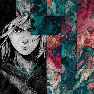 Tidemarbled Phyllonics style, Midjourney V7: black-and-white manga comic strip