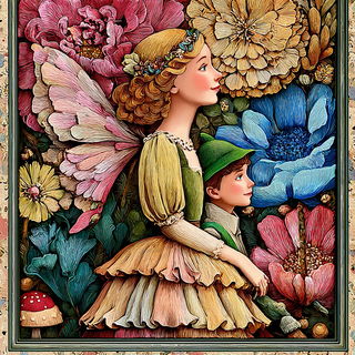 Chromafloric Storyline style, Midjourney V7: retro fairy-tale illustration